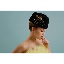 Hat with couture embroidery