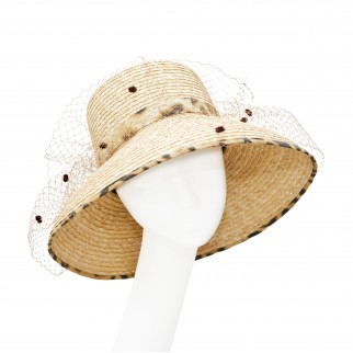 Hellen straw hat with animal print