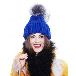 The knitted hat with a pompon