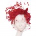 Feather headband with veil "Red rose"