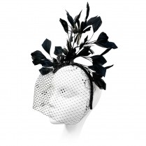  Feather headband "Black flowers"