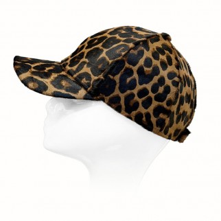 Classic baseball cap in leopard-print pony fur