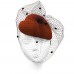 Asymmetric velour "Heart" hat with a veil