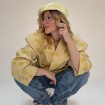 Taffeta cap in yellow LILIA FISHER X LENA PAVLOVA