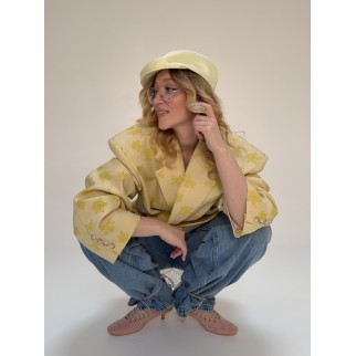 Taffeta cap in yellow LILIA FISHER X LENA PAVLOVA