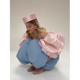 Pink taffeta pillbox LILIA FISHER X LENA PAVLOVA