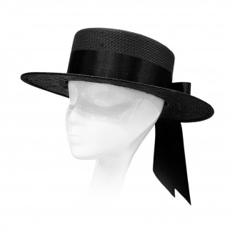 Straw boater hat with a satin ribbon bow