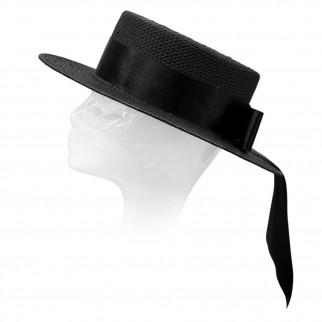 Straw boater hat with a satin ribbon bow