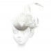 Velour pillbox hat with a feather flower and a veil