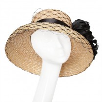 Straw hat "Black flower"