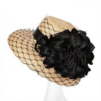 Straw hat "Black flower" Straw hat "Black flower"