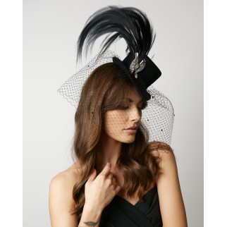 Mini top hat with feathers of bird of Paradise Mini top hat with feathers of bird of Paradise