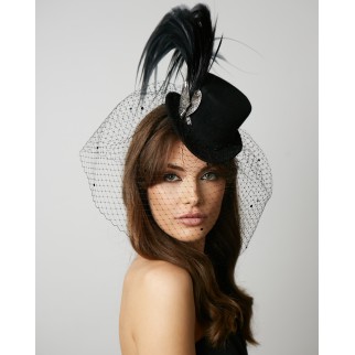 Mini top hat with feathers of bird of Paradise