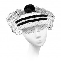 Sailor hat with veil and pompon