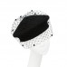 Felt beret with veil