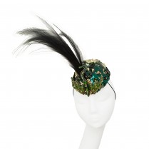 Pill-box hat "Dragon" with paradise feathers