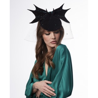 Pill-box hat "Dragon Wings" with veil