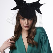 Pill-box hat "Dragon Wings" with veil