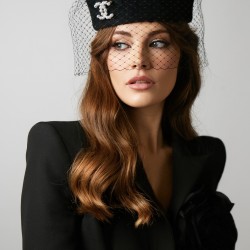 Felt pill-box hat "Chanel" with veil