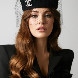 Felt pill-box hat "Chanel" with veil