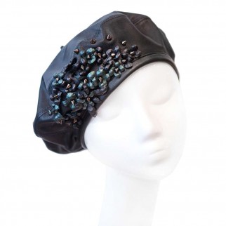 Leather Beret with Spring Time Design